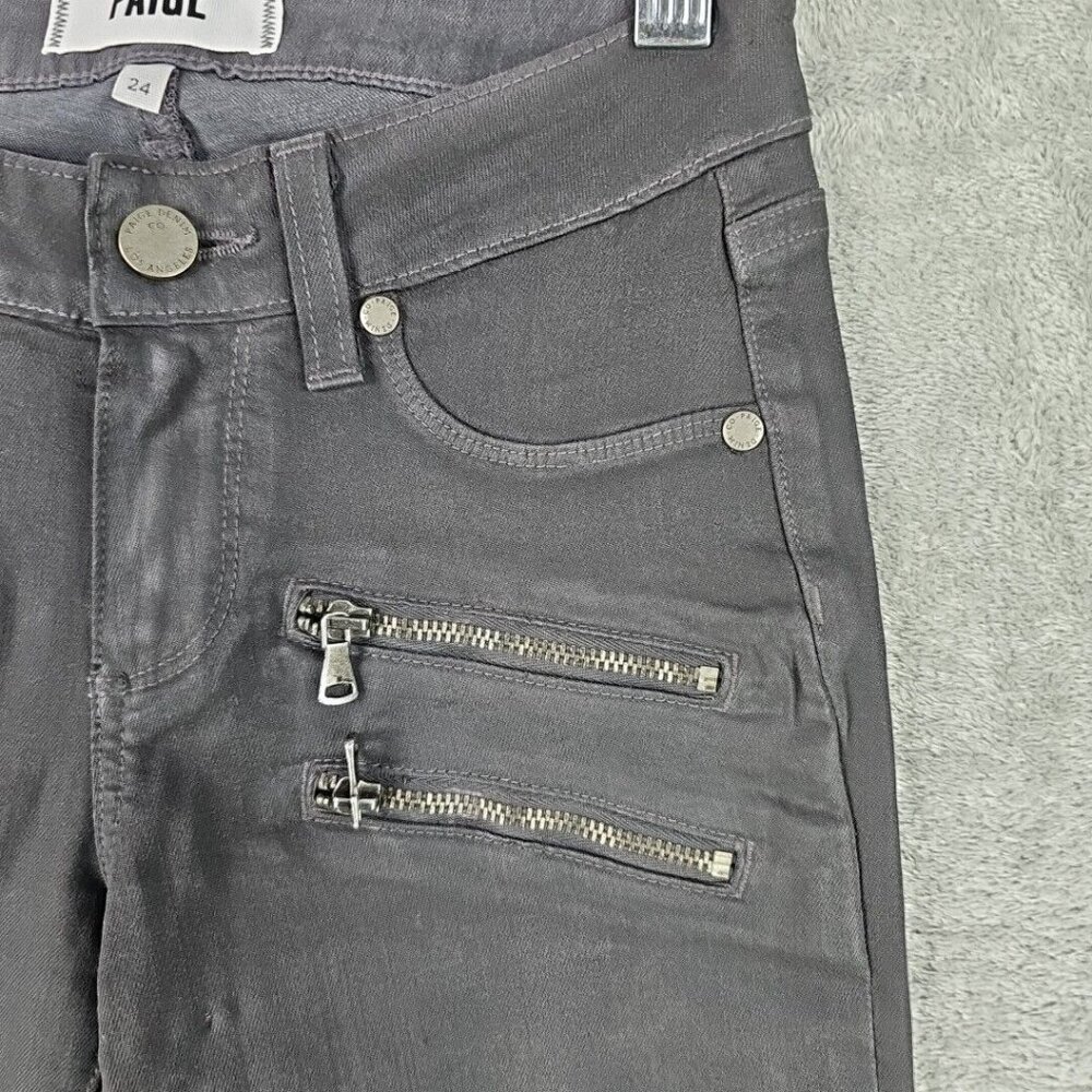 Paige Jeans Womens Size 24 City Fog Silk Coating Low Rise Skinny Stretch Zippers - Picture 6 of 14